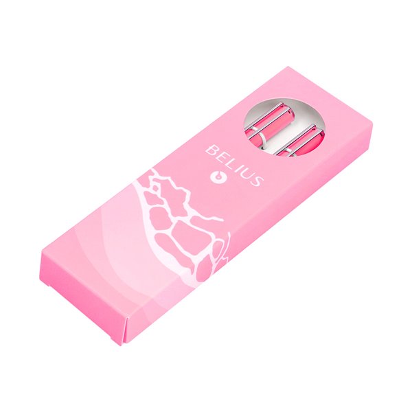 Juego Boligrafo Y Roller Belius Endless Summer Aluminio Color Rosa Y Plateado Tinta Azul Caja De Diseño