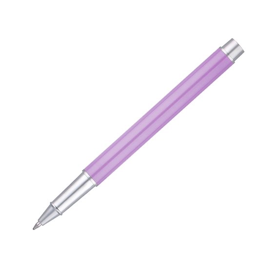 Juego Boligrafo Y Roller Belius Endless Summer Aluminio Color Morado Y Plateado Tinta Azul Caja De Diseño