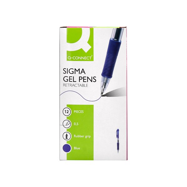 Boligrafo Q-Connect Sigma Retractil Con Sujecion De Caucho Tinta Gel 0,5 Mm Color Azul