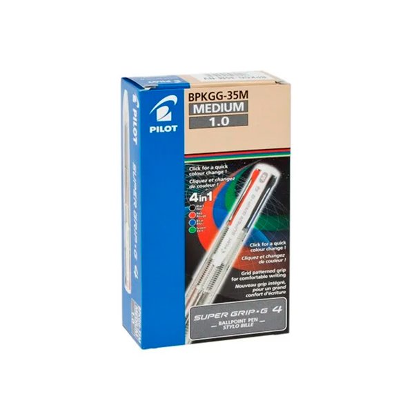 Boligrafo Pilot Super Grip G 4 Colores Retractil Sujecion De Caucho Tinta Base De Aceite Cuerpo Color Verde