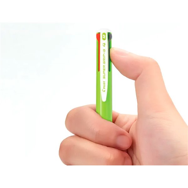 Boligrafo Pilot Super Grip G 4 Colores Retractil Sujecion De Caucho Tinta Base De Aceite Cuerpo Color Verde