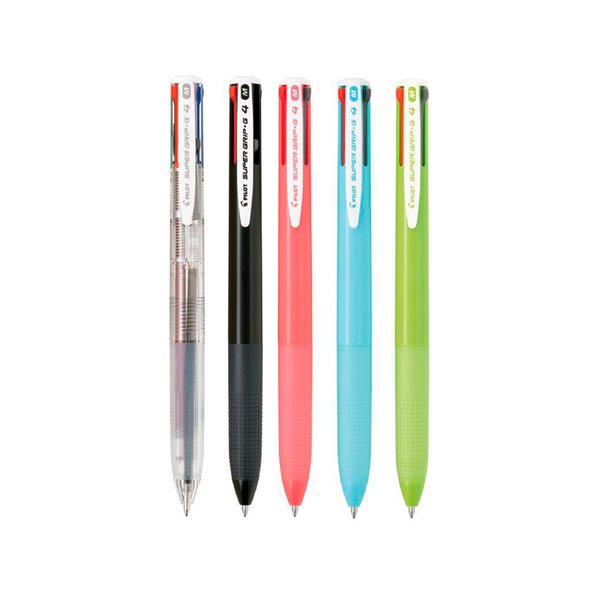 Boligrafo Pilot Super Grip G 4 Colores Retractil Sujecion De Caucho Tinta Base De Aceite Cuerpo Color Verde