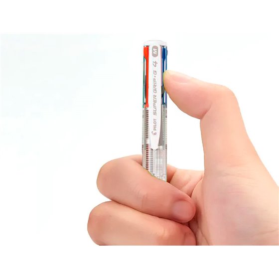 Boligrafo Pilot Super Grip G 4 Colores Retractil Sujecion De Caucho Tinta Base De Aceite Cuerpo Transparente