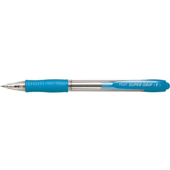 Boligrafo Pilot Super Grip Celeste Retractil Sujecion De Caucho Tinta Base De Aceite