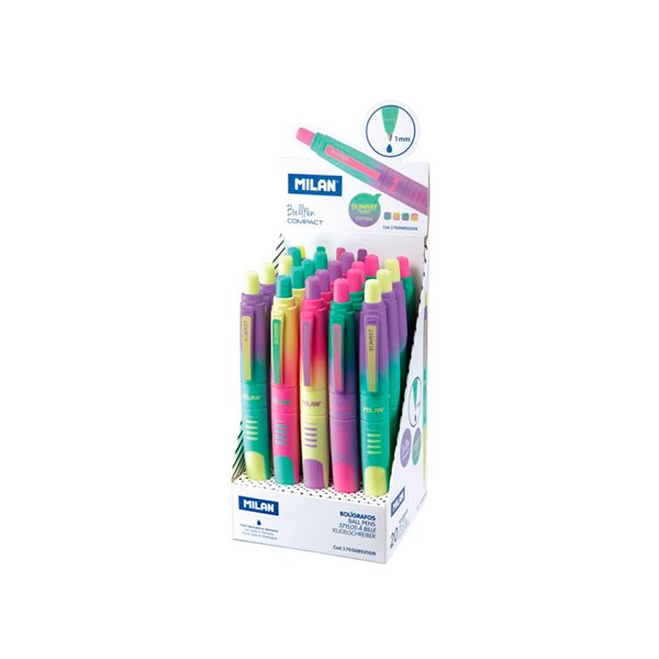 Boligrafo Milan Compact Sunset Retractil Tinta Azul Punta 1 Mm Colores Surtidos
