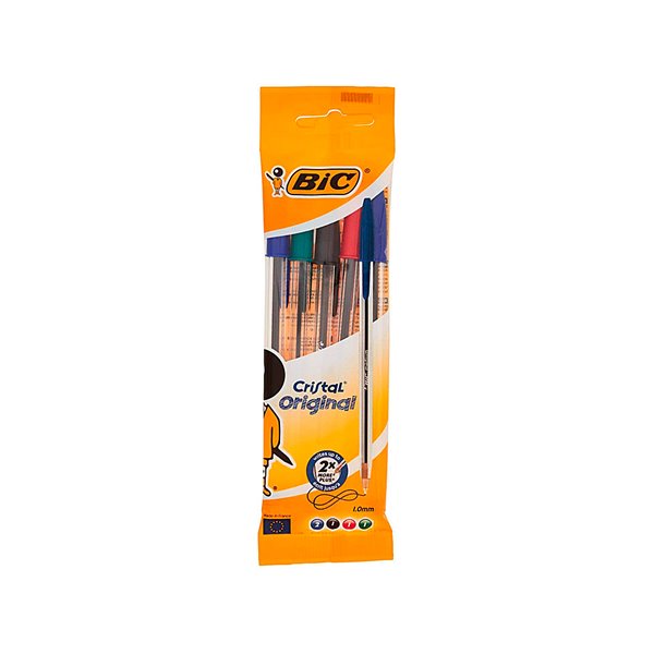 Boligrafo Bic Cristal Original Bolsa De 5 Unidades Colores Surtidos 2 Azul /1 Negro /1 Rojo /1 Verde