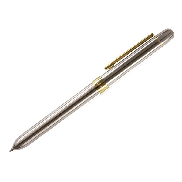 Boligrafo Milan Multifuncion Cromado Adornos Dorados Azul/Rojo/Portaminas 0,5 Mm/ Goma De Borrar En Caja Metal