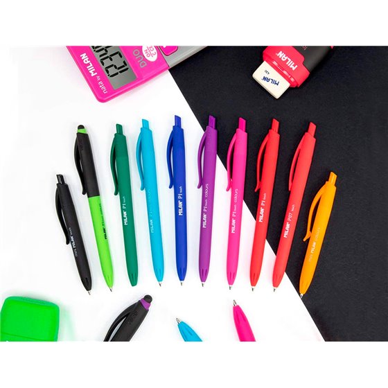 Boligrafo Milan P1 Retractil 1 Mm Touch Azul Blister De 3 Unidades