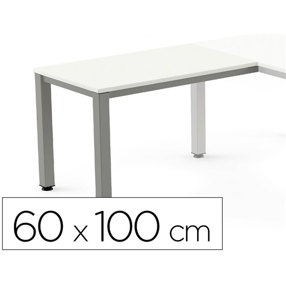 Ala Para Mesa Rocada Serie Executive 60X100 Cm Derecha O Izquierda Acabado Ad04 Aluminio/Blanco