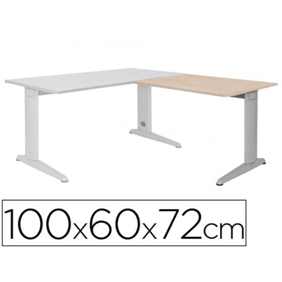 Ala Para Mesa Rocada Serie Metal 60X 100 Cm Derecha O Izquierda Acabado Ac01 Aluminio/ Haya