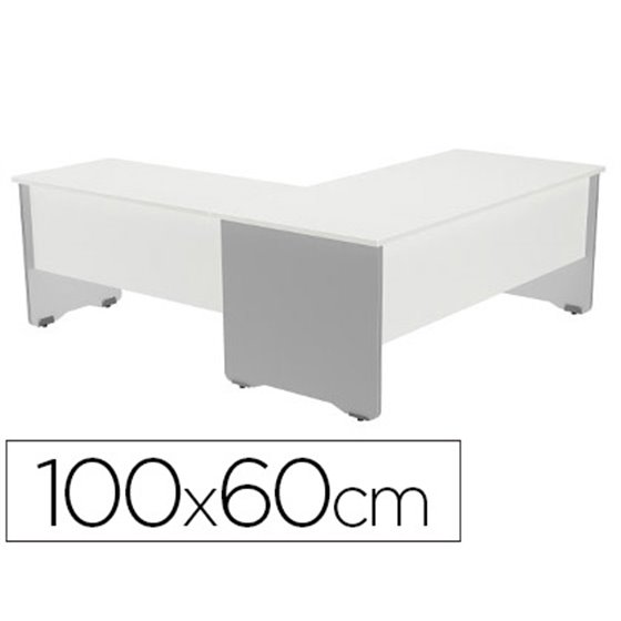 Ala Para Mesa Rocada Serie Work 100X60 Cm Acabado Ab04 Aluminio/Blanco