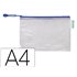 Bolsa Multiusos Tarifold Pvc Din A4 Apertura Superior Con Cremallera Portaboligrafo Y Correa Azul
