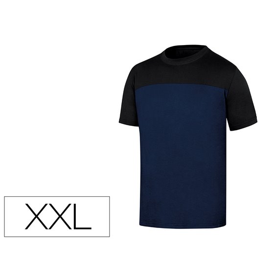 Camiseta De Algodon Deltaplus Color Azul/Negro Talla Xxl