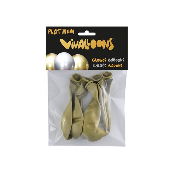 Globo 100% Latex Biodegradable Oro Blister De 6 Unidades