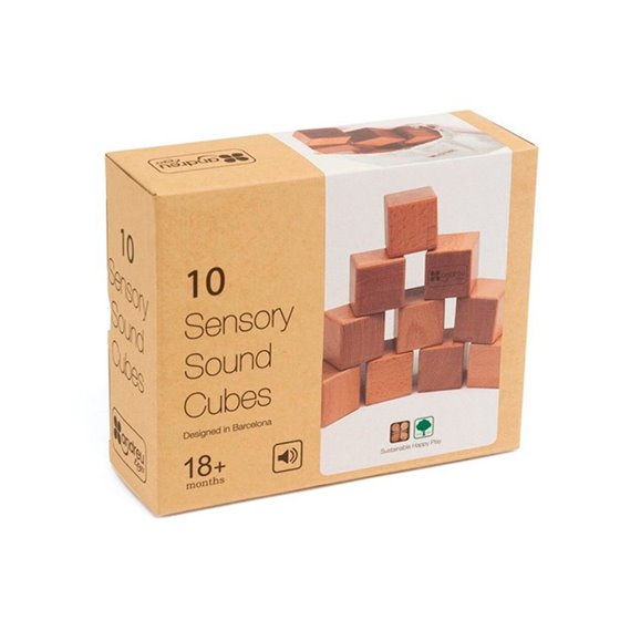 Juego Didactico Andreutoys 10 Cubos Sensoriales Con Sonido Madera