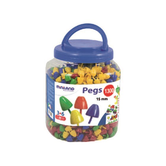 Juego Miniland Pegs Bote De 1300 Piezas De 15 Mm