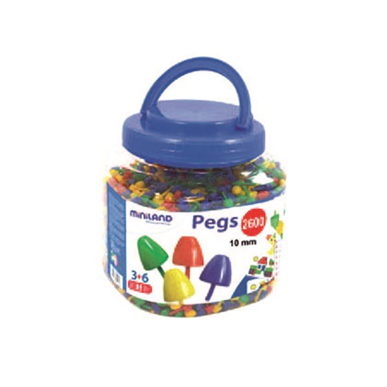 Juego Miniland Pegs Bote De 2600 Piezas De 10 Mm