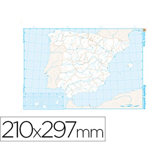Mapa Mudo B/N Din A4 España Politico