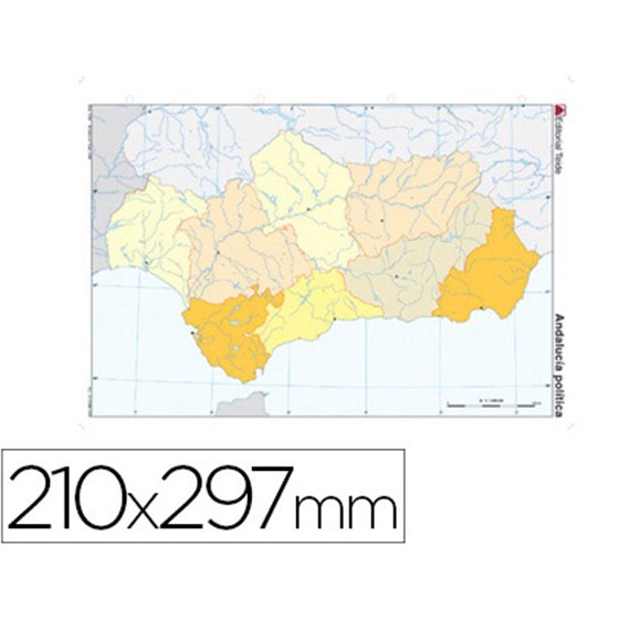 Mapa Mudo Color Din A4 Andalucia Politico