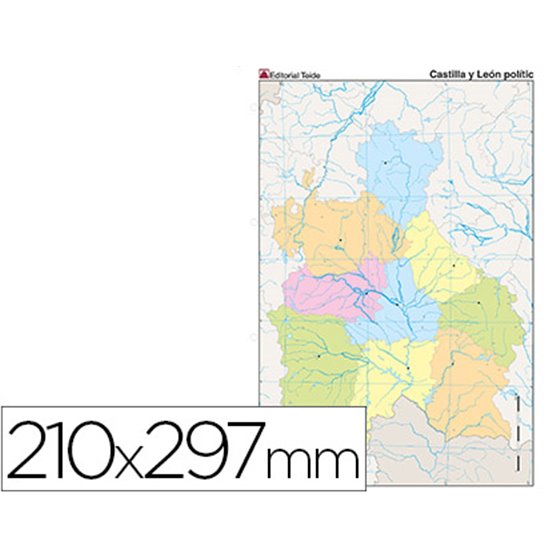 Mapa Mudo Color Din A4 Castilla-Leon Politico