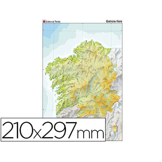 Mapa Mudo Color Din A4 Galicia Fisico