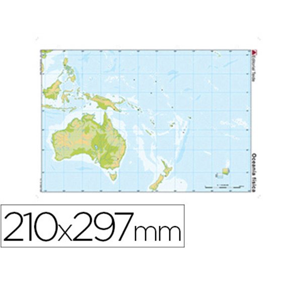 Mapa Mudo Color Din A4 Oceania Fisico