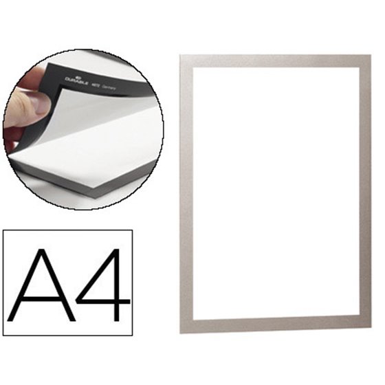 Marco Porta Anuncios Durable Magnetico Din A4 Dorso Adhesivo Removible Color Plata Pack De 2 Unidades