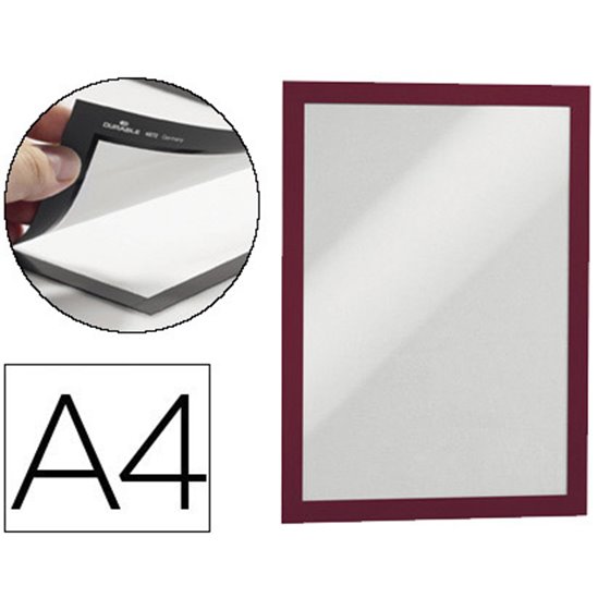 Marco Porta Anuncios Durable Magnetico Din A4 Dorso Adhesivo Removible Color Rojo Pack De 2 Unidades