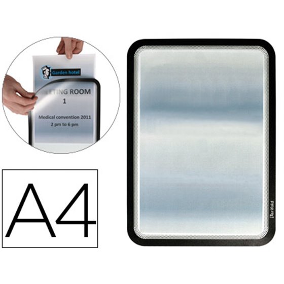 Marco Porta Anuncios Tarifold Magneto Din A4 Dorso Adhesivo Removible Color Negro Pack De 2 Unidades