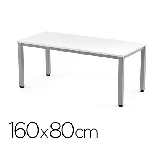 Mesa De Oficina Rocada Executive 2002Ad04 Aluminio/Blanco 160X80 Cm