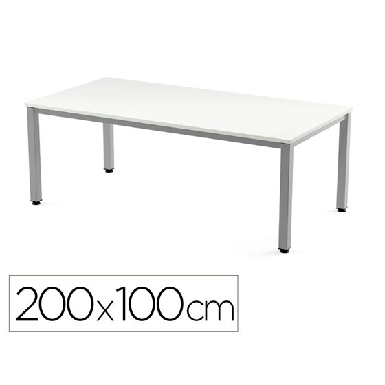 Mesa De Oficina Rocada Executive 2005Ad04 Aluminio/Blanco 200X100 Cm