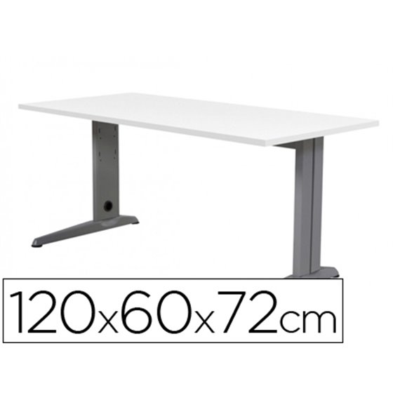 Mesa De Oficina Rocada Metal 2000Ac04 Aluminio /Blanco 120X60 Cm