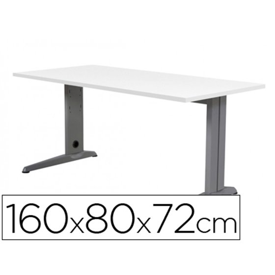 Mesa De Oficina Rocada Metal 2002Ac04 Aluminio /Blanco 160X80 Cm