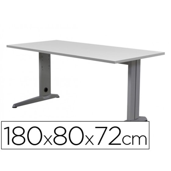 Mesa De Oficina Rocada Metal 2003Ac02 Aluminio /Gris 180X80 Cm