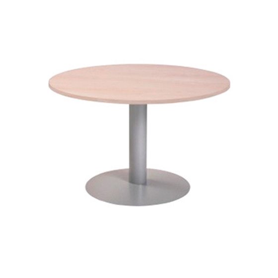 Mesa De Reunion Rocada Meeting 3005At04 Estructura Columna Acero Gris Tablero Madera Blanco 100 Cm Diametro