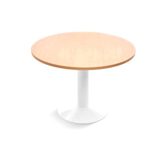 Mesa De Reunion Rocada Meeting 3005Atw02 Estructura Columna Acero Blanco Tablero Madera Gris 100 Cm Diametro