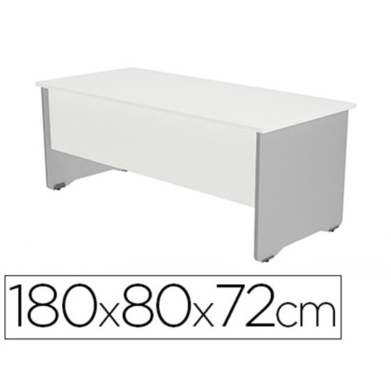 Mesa Oficina Rocada Serie Work 180X80 Cm Acabado Ab04 Aluminio/Blanco