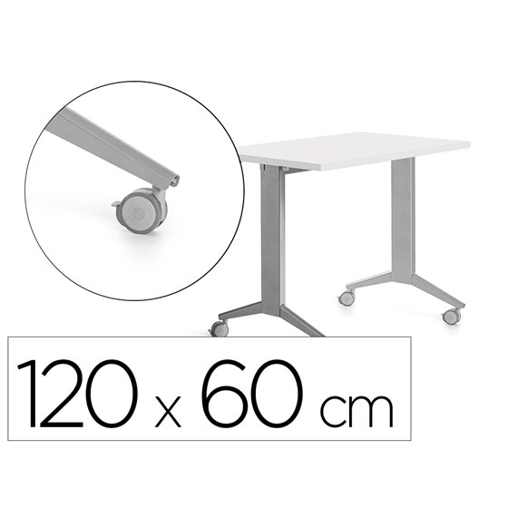 Mesa Rocada 2000Fd04 Con Tablero Abatible Color Aluminio/Blanco 120X60 Cm