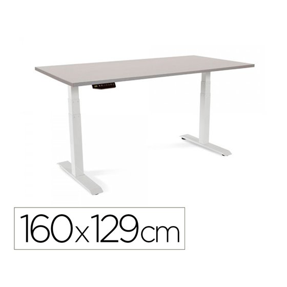 Mesa Rocada Regulable En Altura Electricamente Hasta 129 Cm Estructura De Acero Tablero 160 Cm Color Gris
