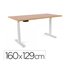 Mesa Rocada Regulable En Altura Electricamente Hasta 129 Cm Estructura De Acero Tablero 160 Cm Color Roble