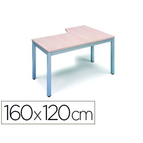 Mesa Rocada Serie Executive 160X120 Cm Izquierda Acabado Ad01 Aluminio/Haya