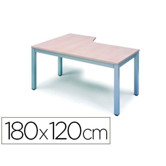 Mesa Rocada Serie Executive 180X120 Cm Derecha Acabado Ad04 Aluminio/Blanco