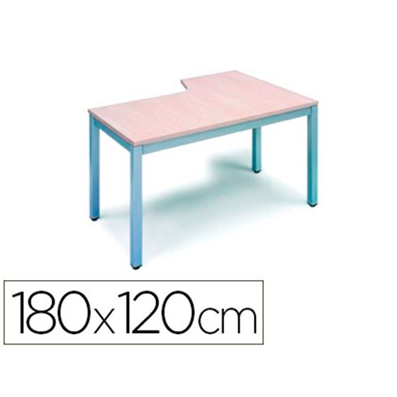 Mesa Rocada Serie Executive 180X120 Cm Izquierda Acabado Ad04 Aluminio/Blanco