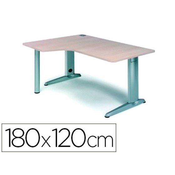 Mesa Rocada Serie Metal 180X120 Cm Izquierda Acabado Ac04 Blanco