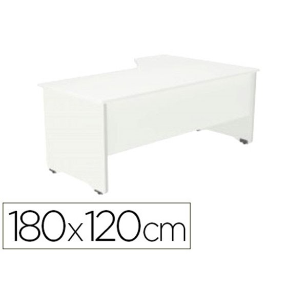 Mesa Rocada Serie Work 180X120 Cm Izquierda Acabado Aw04 Blanco/Blanco