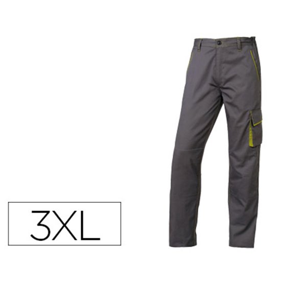 Pantalon De Trabajo Deltaplus Cintura Ajustable 5 Bolsillos Color Gris Verde Talla 3Xl