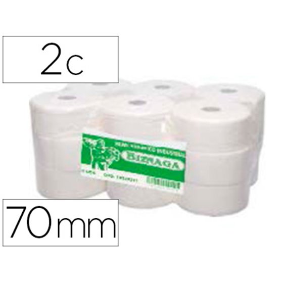 Papel Higienico Biznaga Jumbo 2 Capas Celulosa Blanca Mandril 76 Mm Para Dispensadorkf16756