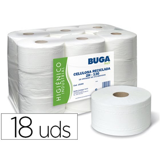 Papel Higienico Industrial Gofrado Buga Reciclado 2 Capas 130 M
