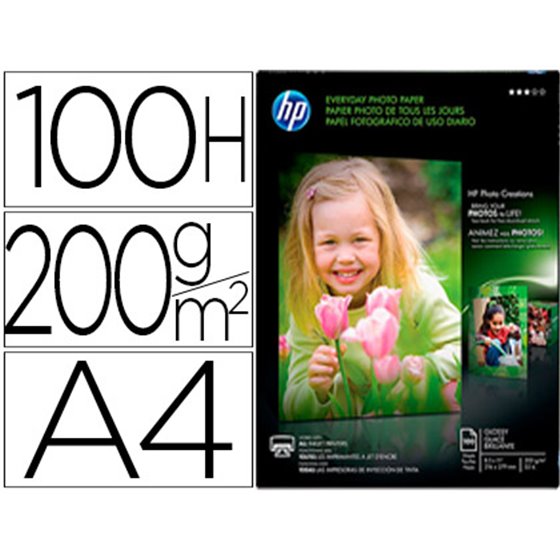 Papel Hp Photo Semi-Glossy Din A4 200G/M2 Paquete De 100 Hojas