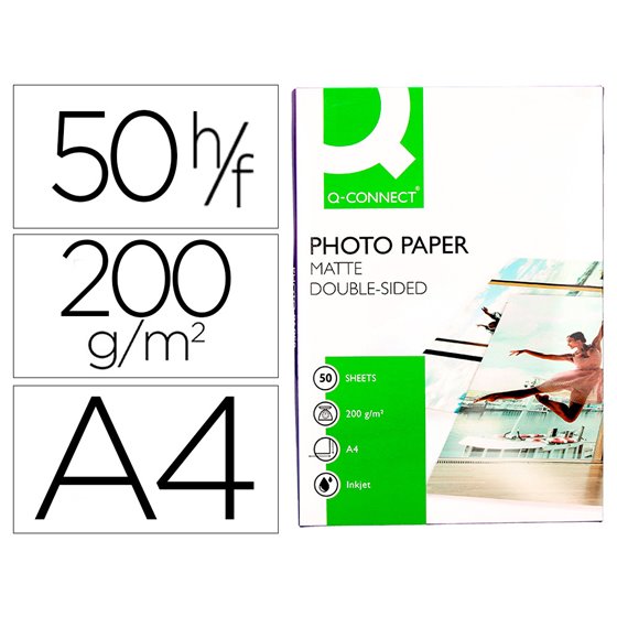 Papel Q-Connect Foto Mate Doble Cara Din A4 Para Fotocopias E Impresoras Ink- Jet Bolsa De 50 Hojas 220 Gr